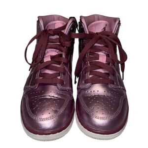 Nike Women's Air Jordan Retro Mid Patent Leather Trainers Pink Rose - Size 7